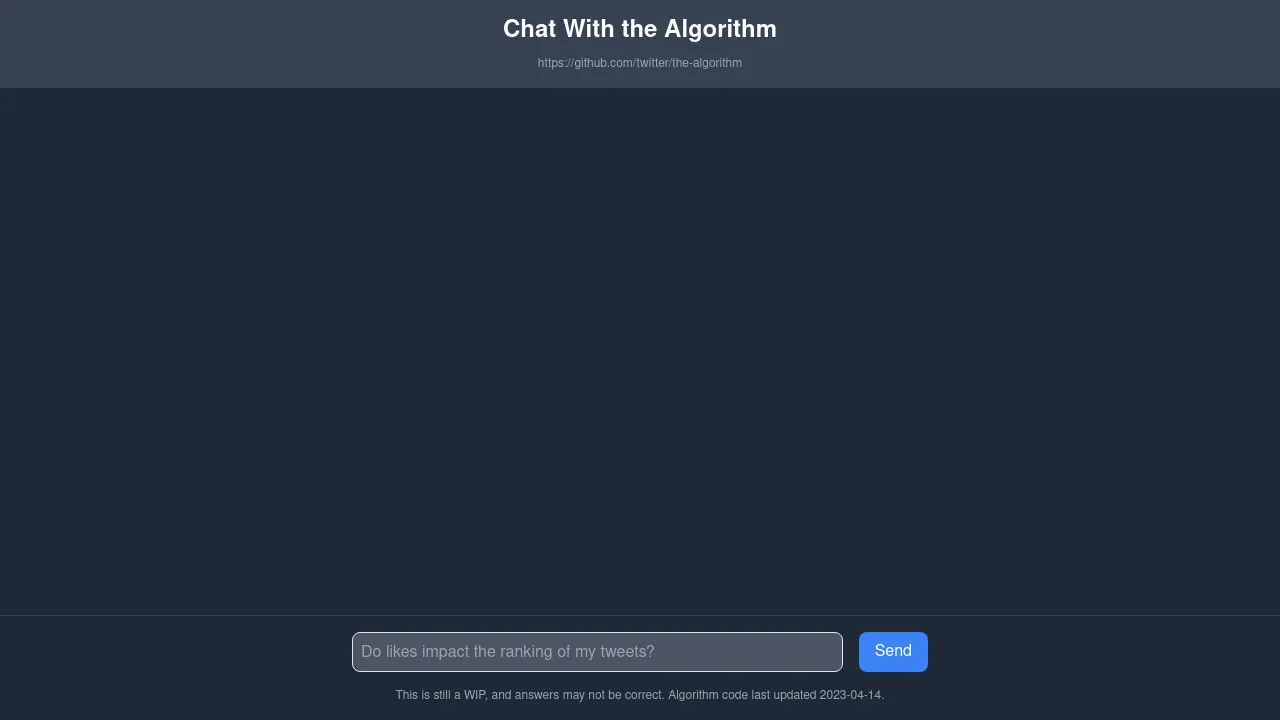 Twitter Algorithm Chatbot screenshot