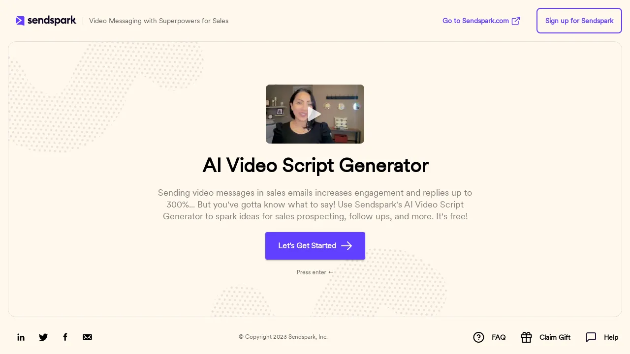 Video script generator screenshot