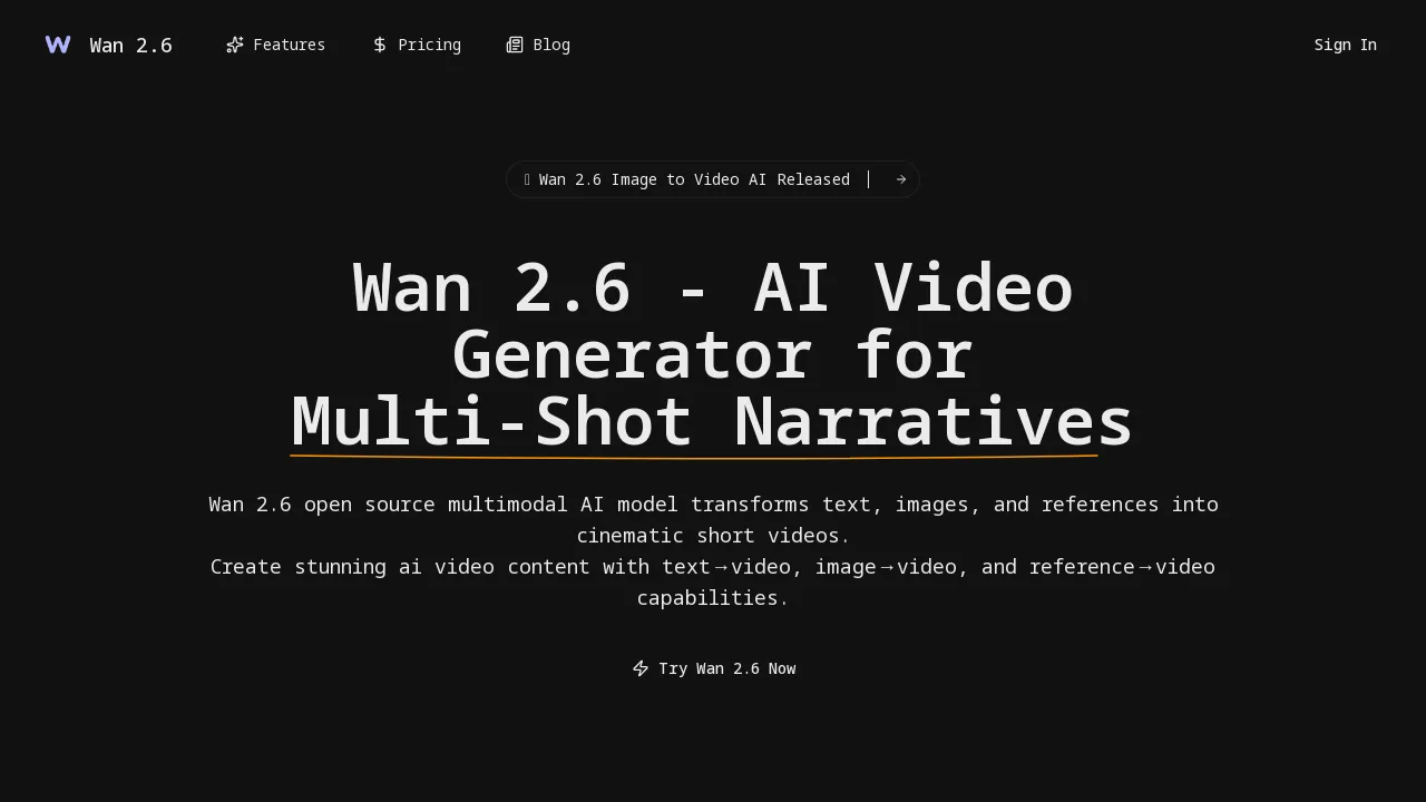 Wan 2.6 AI Video Generator screenshot