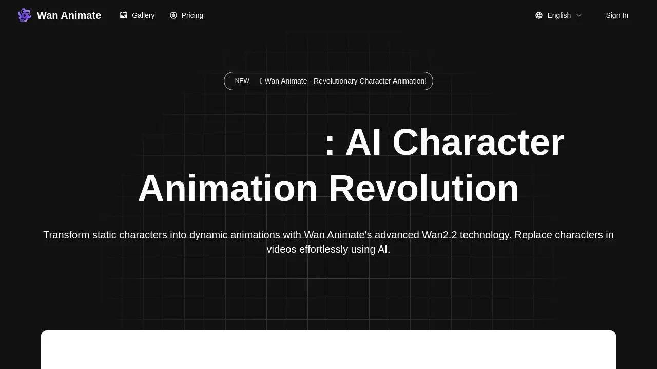 Wan Animate - AI Character Animation & Replacement Tool