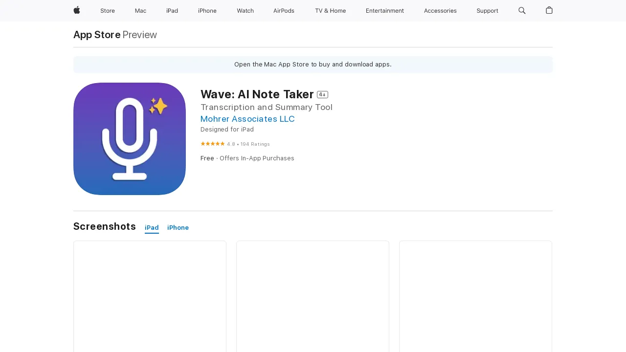 Wave AI Note Taker for iOS screenshot