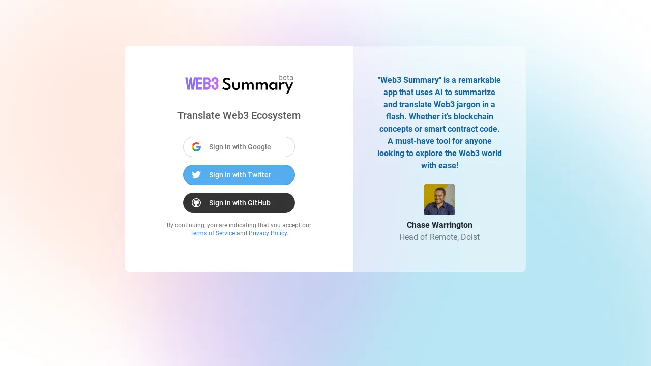 Web3 Summary screenshot