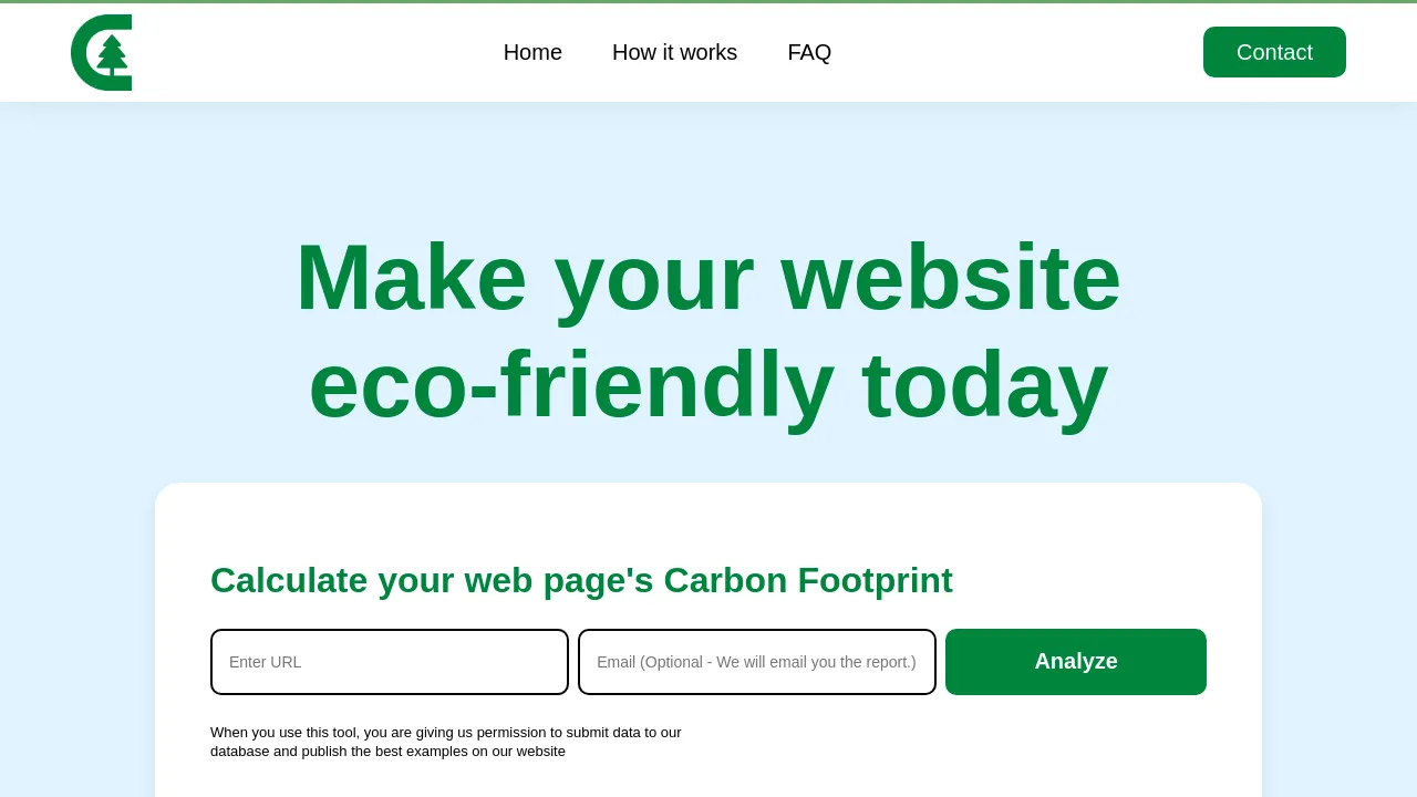 Website Carbon Footprint Calculator screenshot