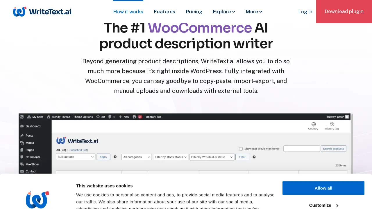 WriteText.ai for WooCommerce screenshot