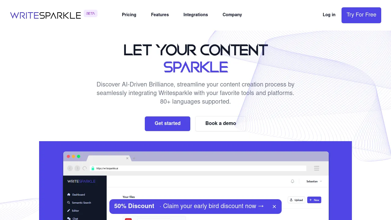 Writesparkle screenshot