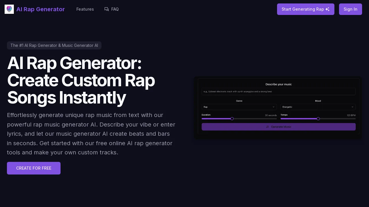 ai rap generator screenshot