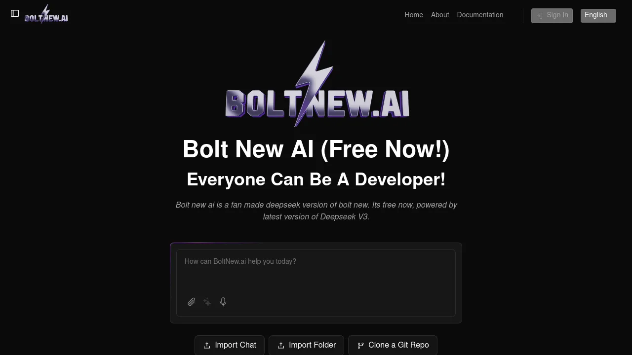 boltnew free ai coding screenshot