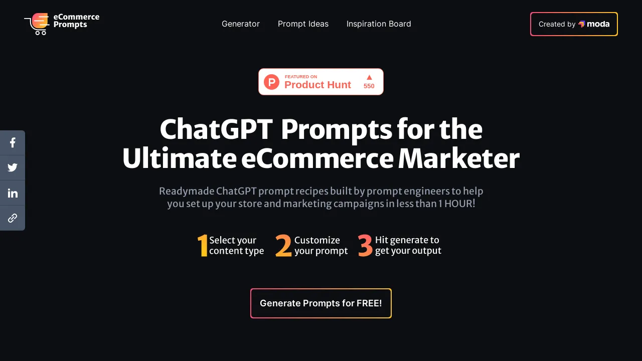 eCommerce ChatGPT Prompts screenshot