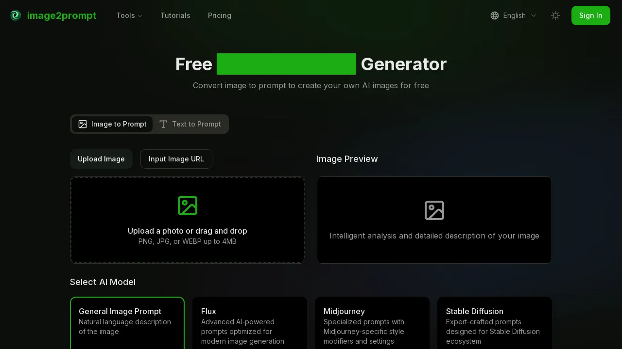 image2prompt-free AI-powered tool that converts images into detailed prompts
