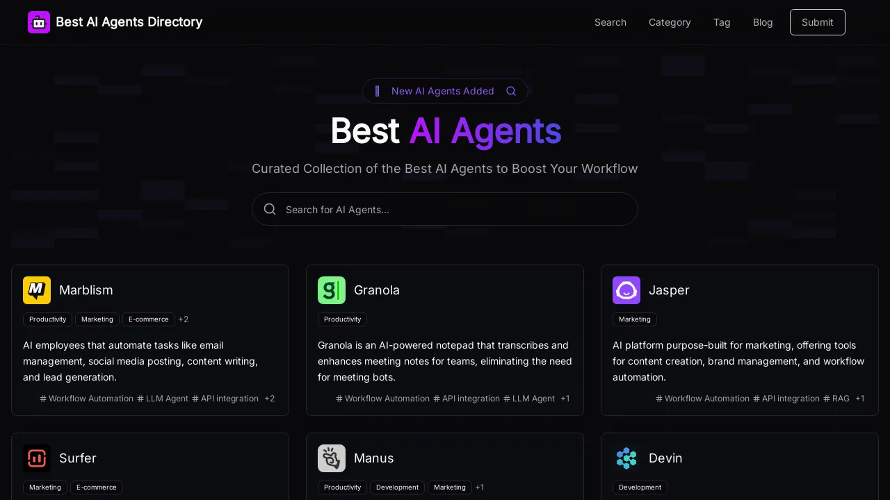 Best AI Agents Directory - BestofAI