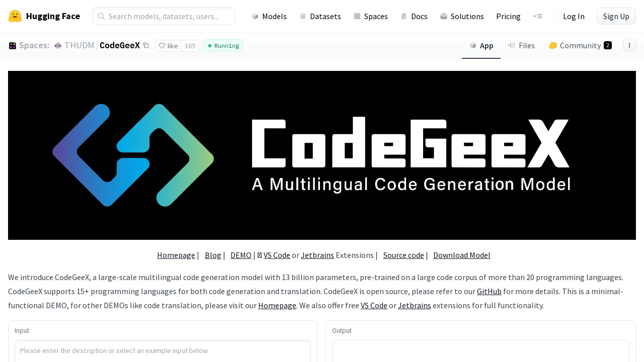 CodeGeeX screenshot