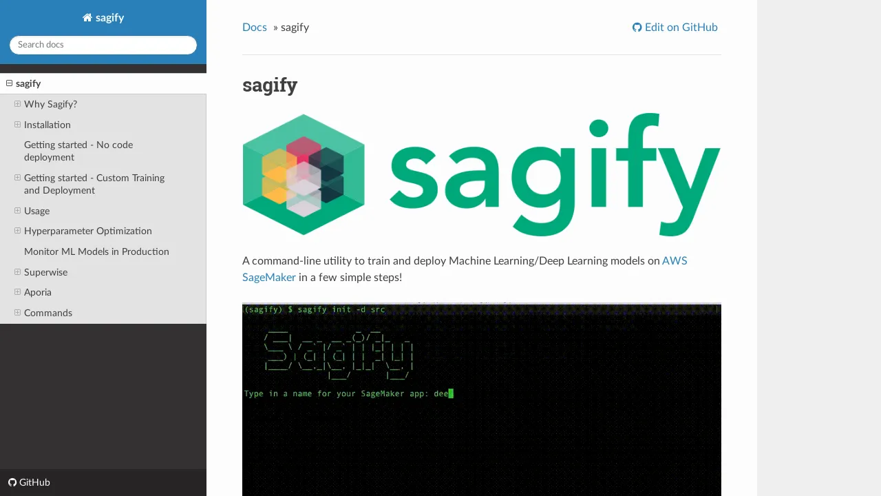 Sagify screenshot