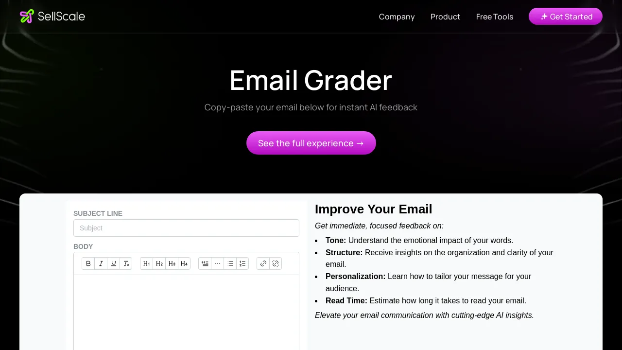 SellScale Email Grader screenshot