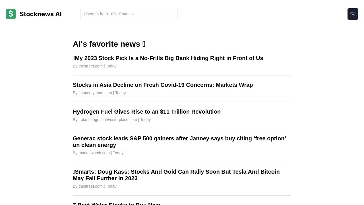 Stocknews AI screenshot