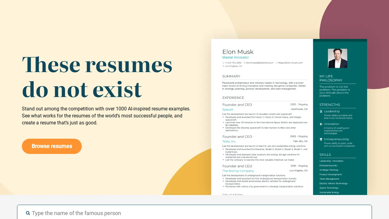 This Resume Does Not Exist screenshot
