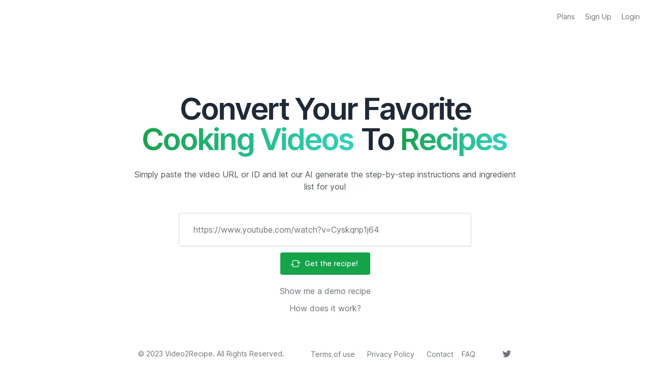 Video2Recipe screenshot