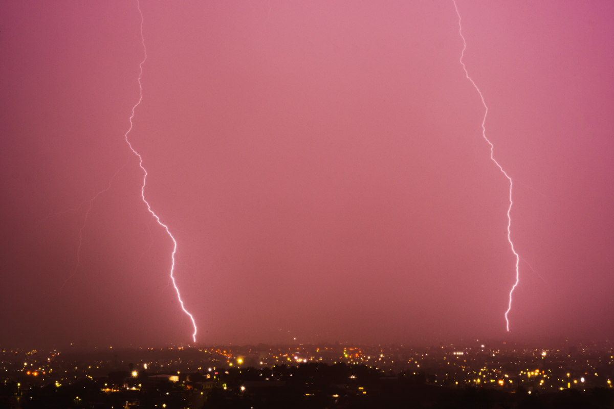 Bolt landing in Downtown Culiaca, Sinaloa