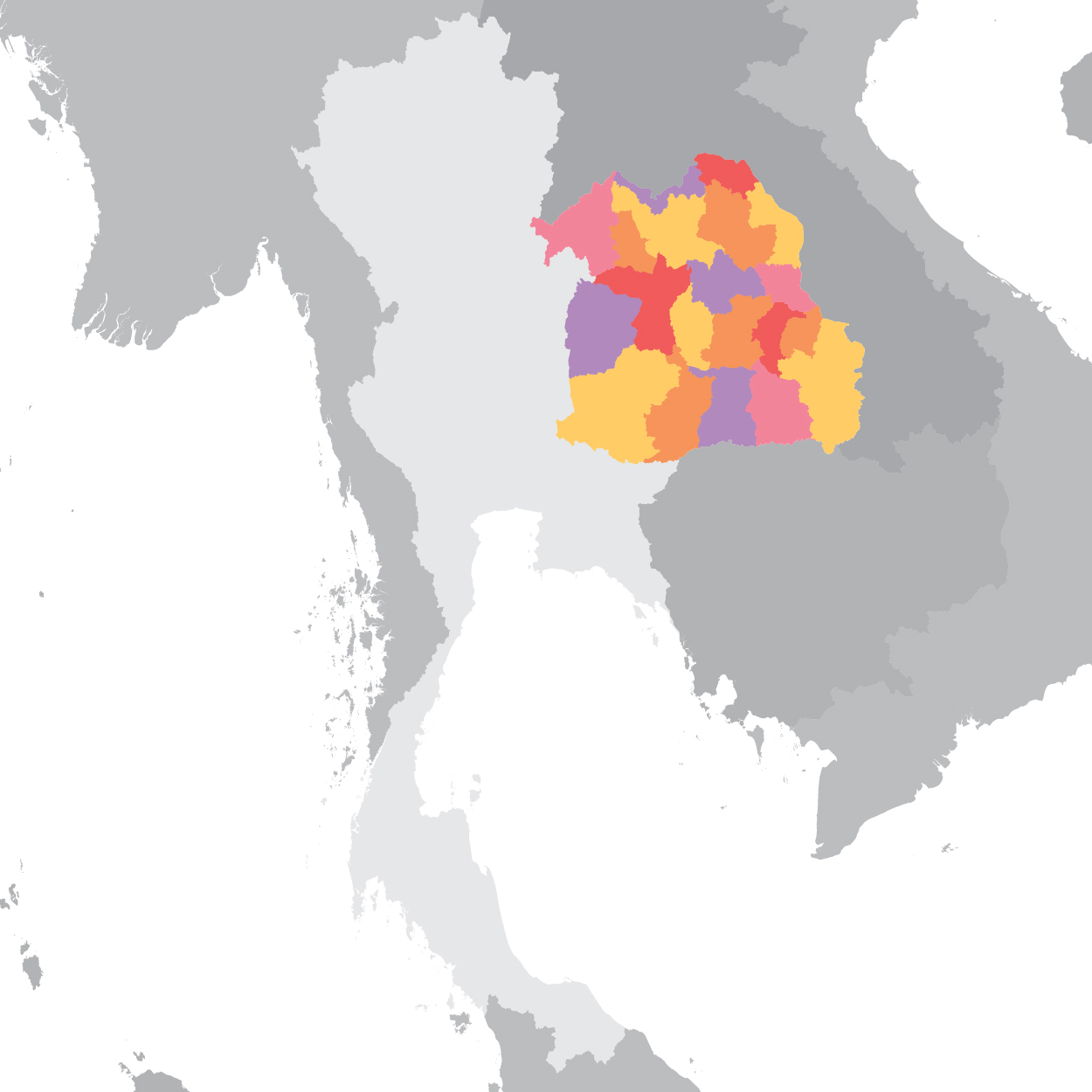 แผนที่ภาคตะวันออกเฉียงเหนือ