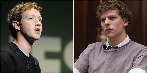 Comparaci&oacute;n entre Zuckerberg real y su personaje en la pel&iacute;cula