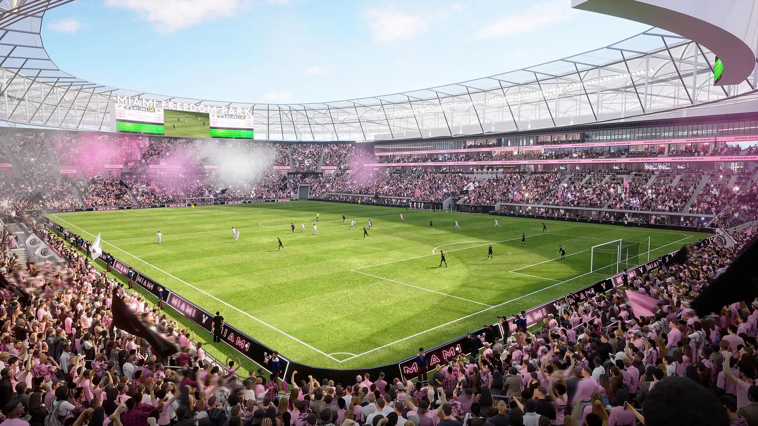 Simulación de partido en el nuevo estadio