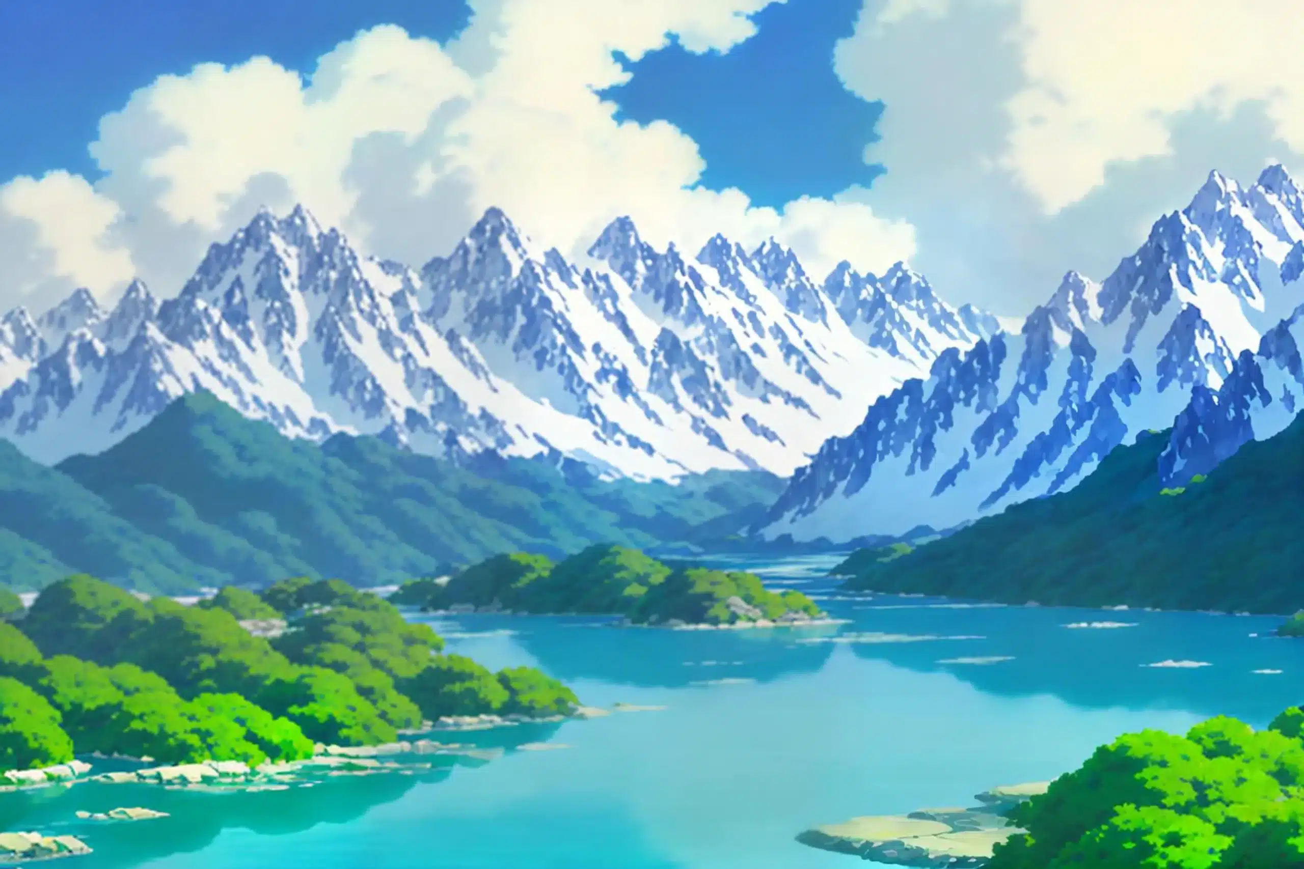 Paisaje generado en estilo Studio Ghibli