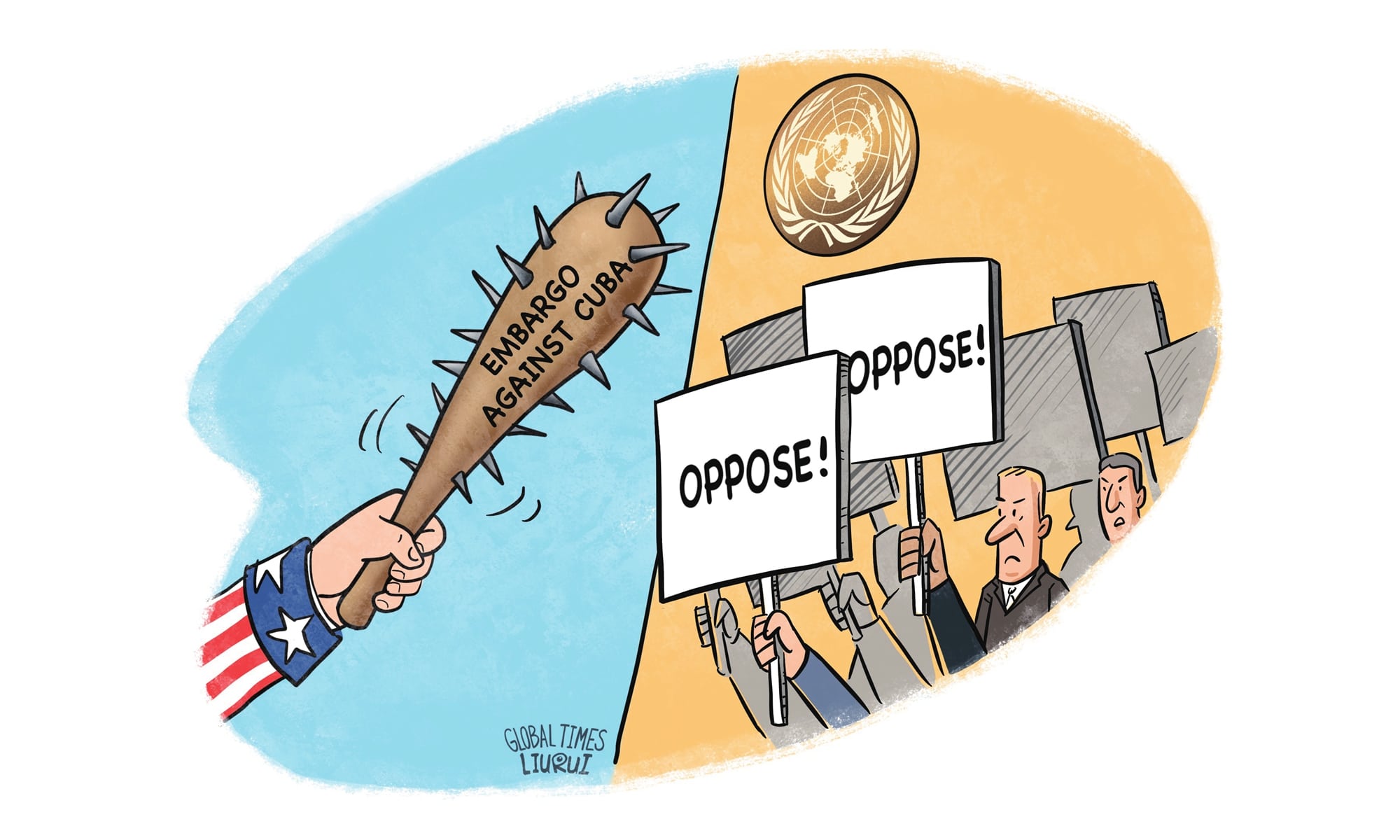 Caricatura sobre embargo a Cuba