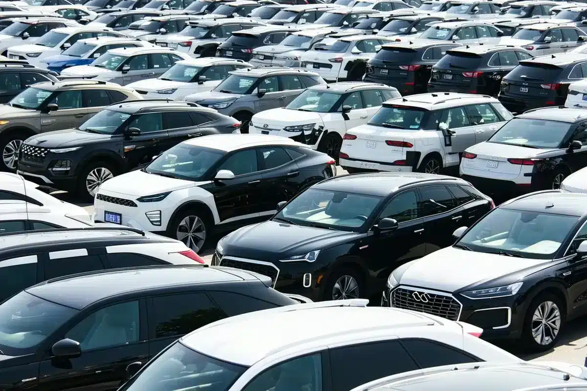 Flota de vehículos Hertz en estacionamiento
