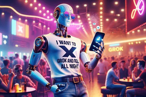 Robot de Grok interactuando en entorno social