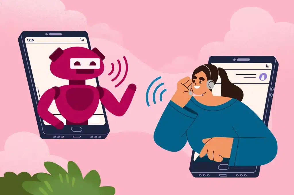 Robot interactuando con humano mediante auriculares
