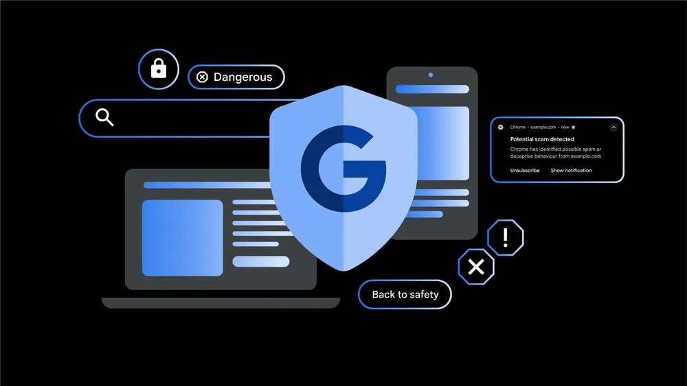 Interfaz de Chrome con funciones de seguridad