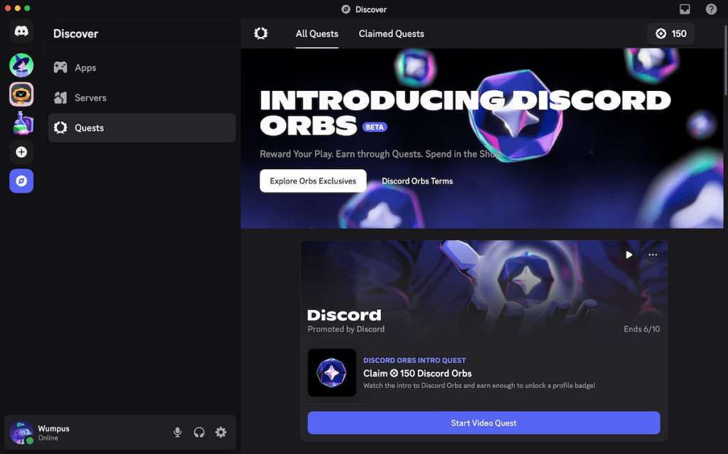 Interfaz de Discord mostrando la nueva funci&oacute;n Orbs