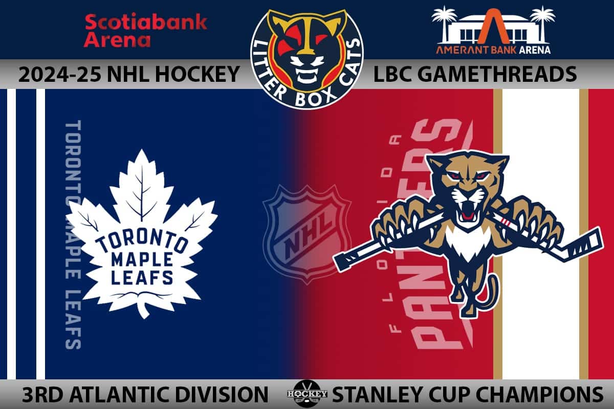 Logotipos de Panthers y Maple Leafs con estadios