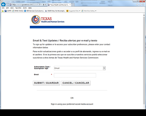Ejemplo de formulario oficial de suscripci&oacute;n a alertas