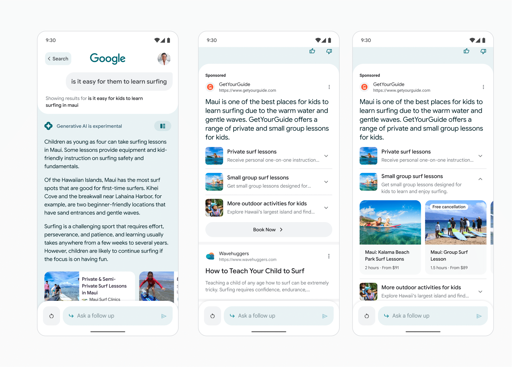 Ejemplo de anuncios en chat de IA