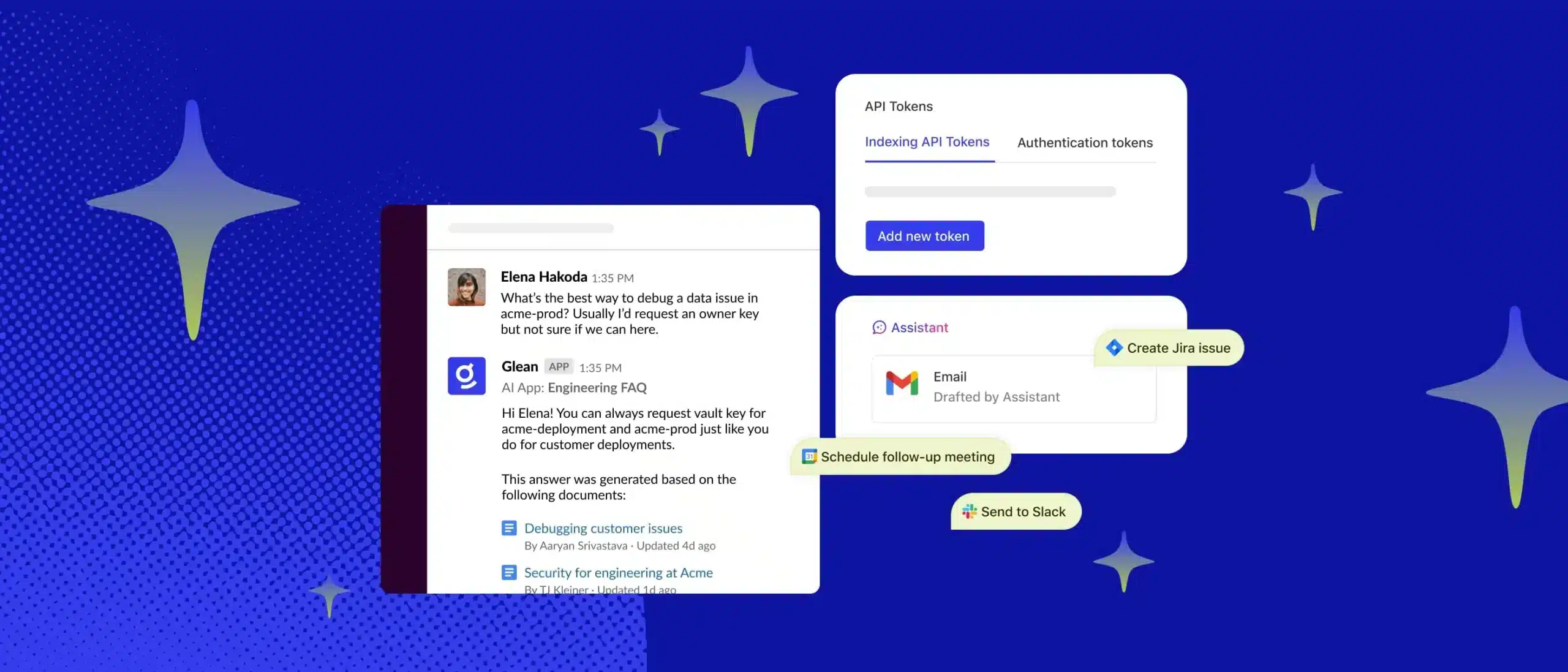 Interfaz avanzada de Glean mostrando funciones de IA empresarial