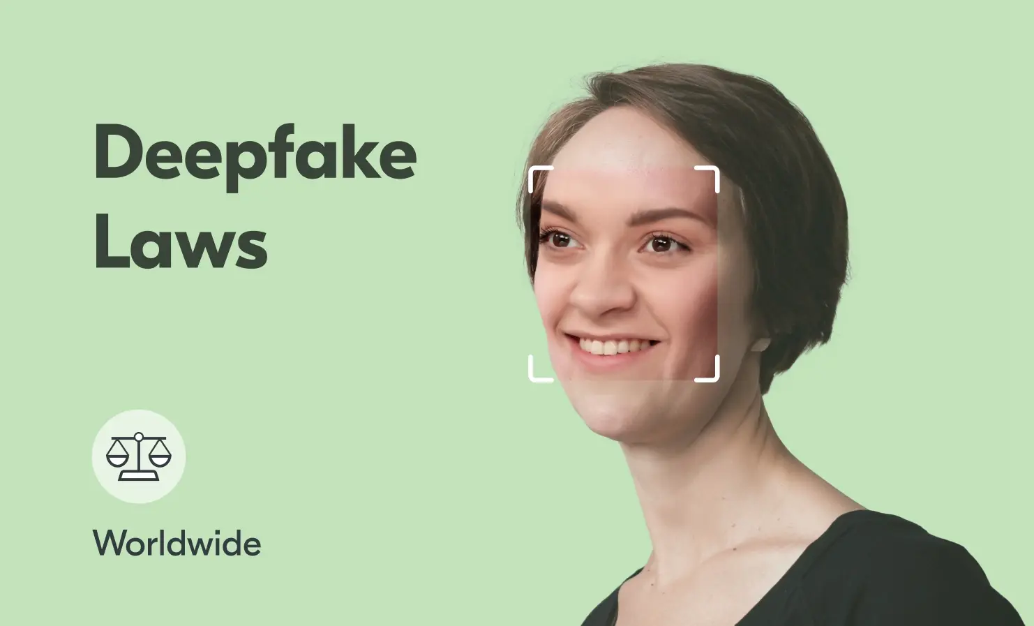 Ilustración sobre leyes de deepfakes con marco facial