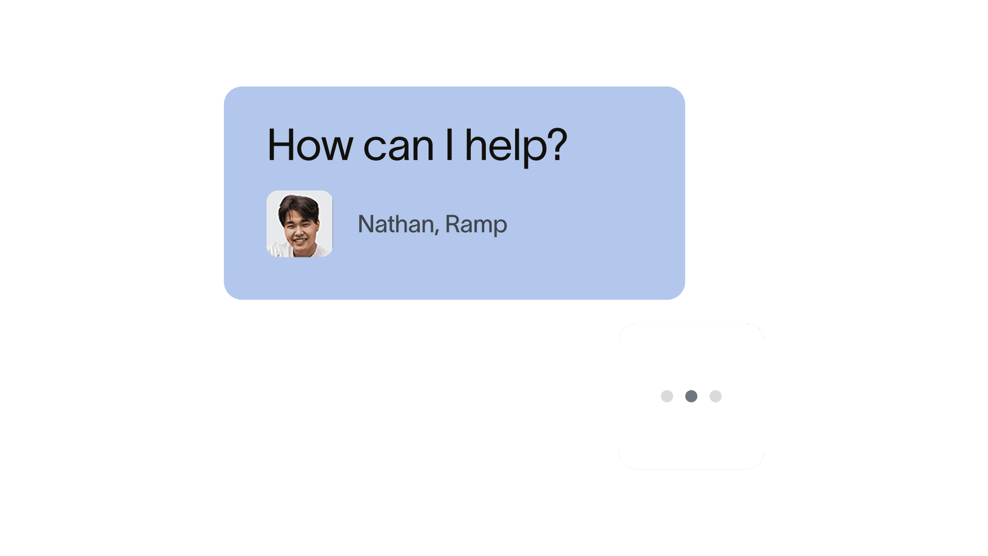 Chat de soporte de Ramp con mensaje 'How can I help?'