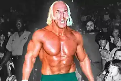 Hulk Hogan en plena actuaci&oacute;n durante un evento de lucha libre