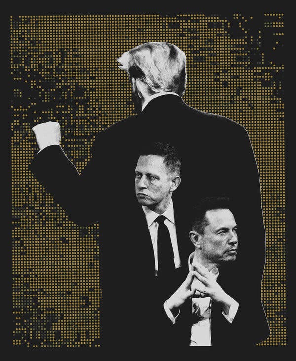 Composici&oacute;n art&iacute;stica de Trump y Musk en confrontaci&oacute;n