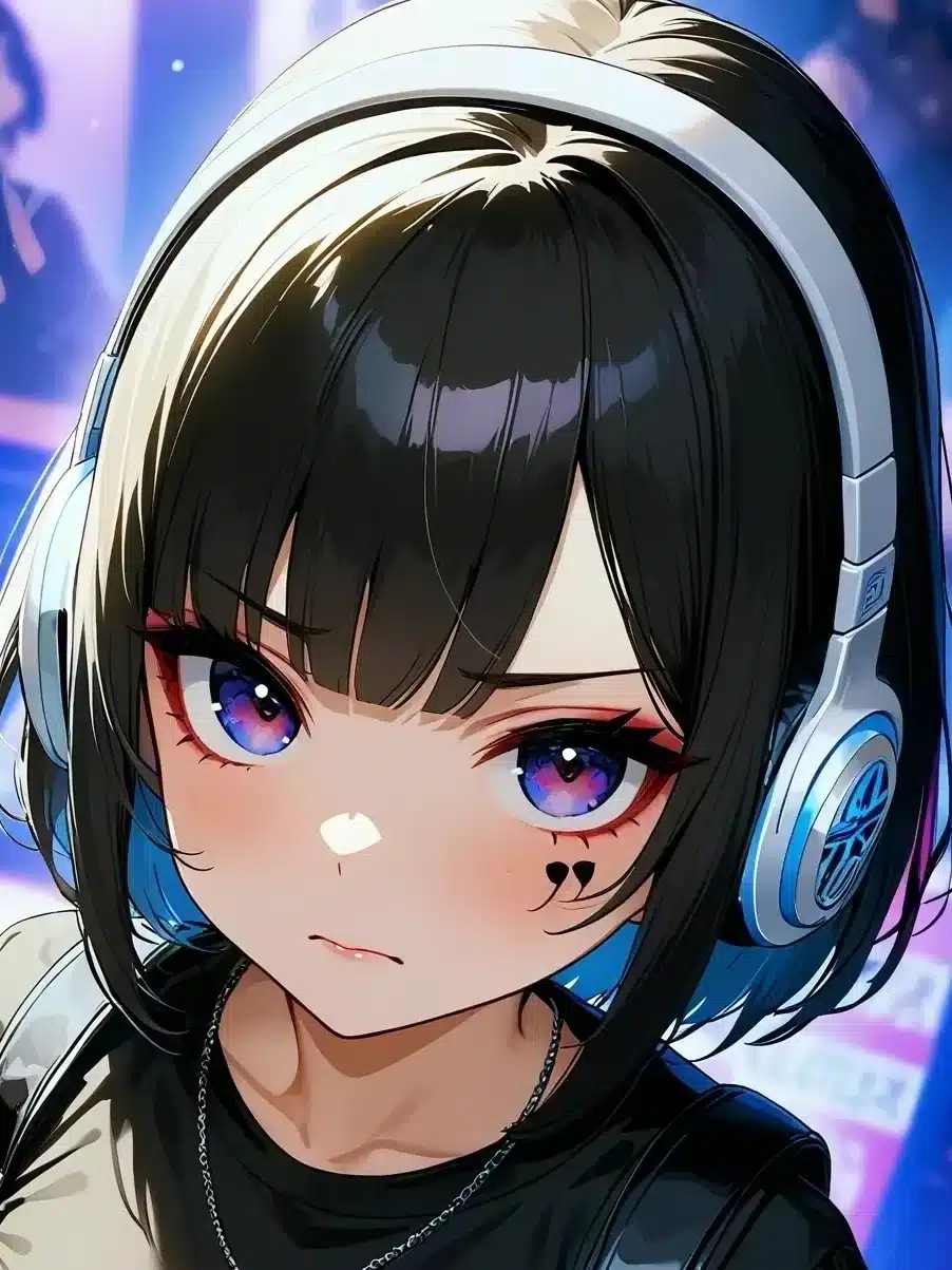 Personaje anime similar a Ani con auriculares