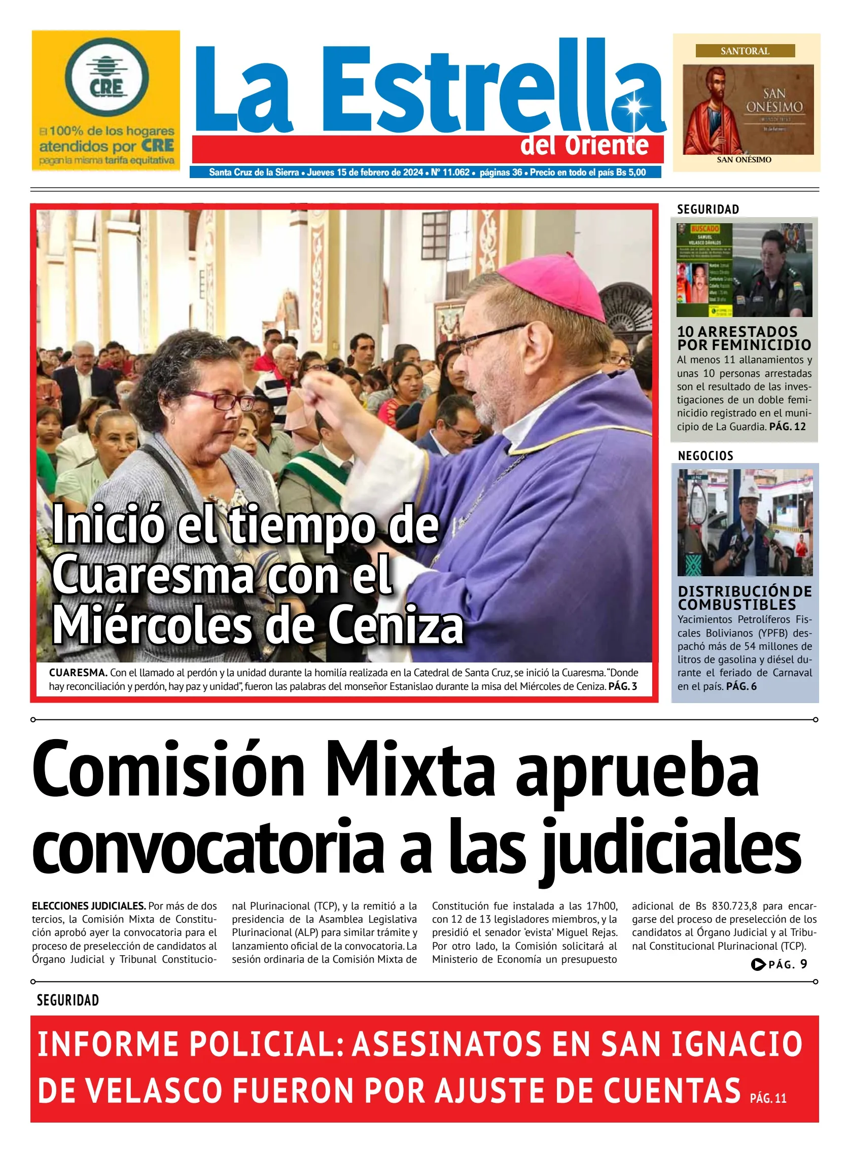 Portada de periódico con titulares de seguridad