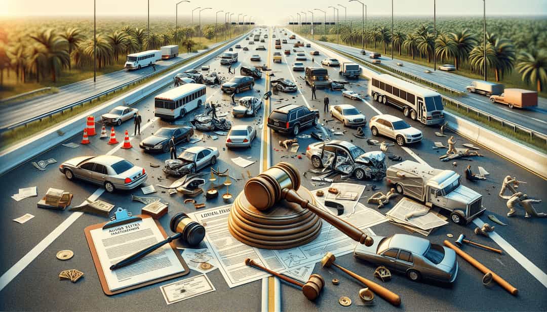 Escena de accidente con elementos legales