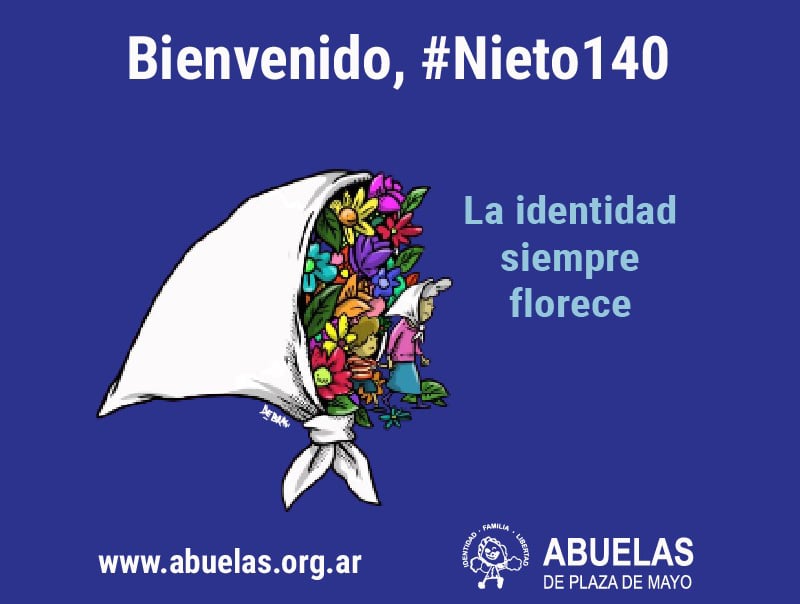 Dise&ntilde;o con pa&ntilde;uelo blanco y texto 'Bienvenido #Nieto140'