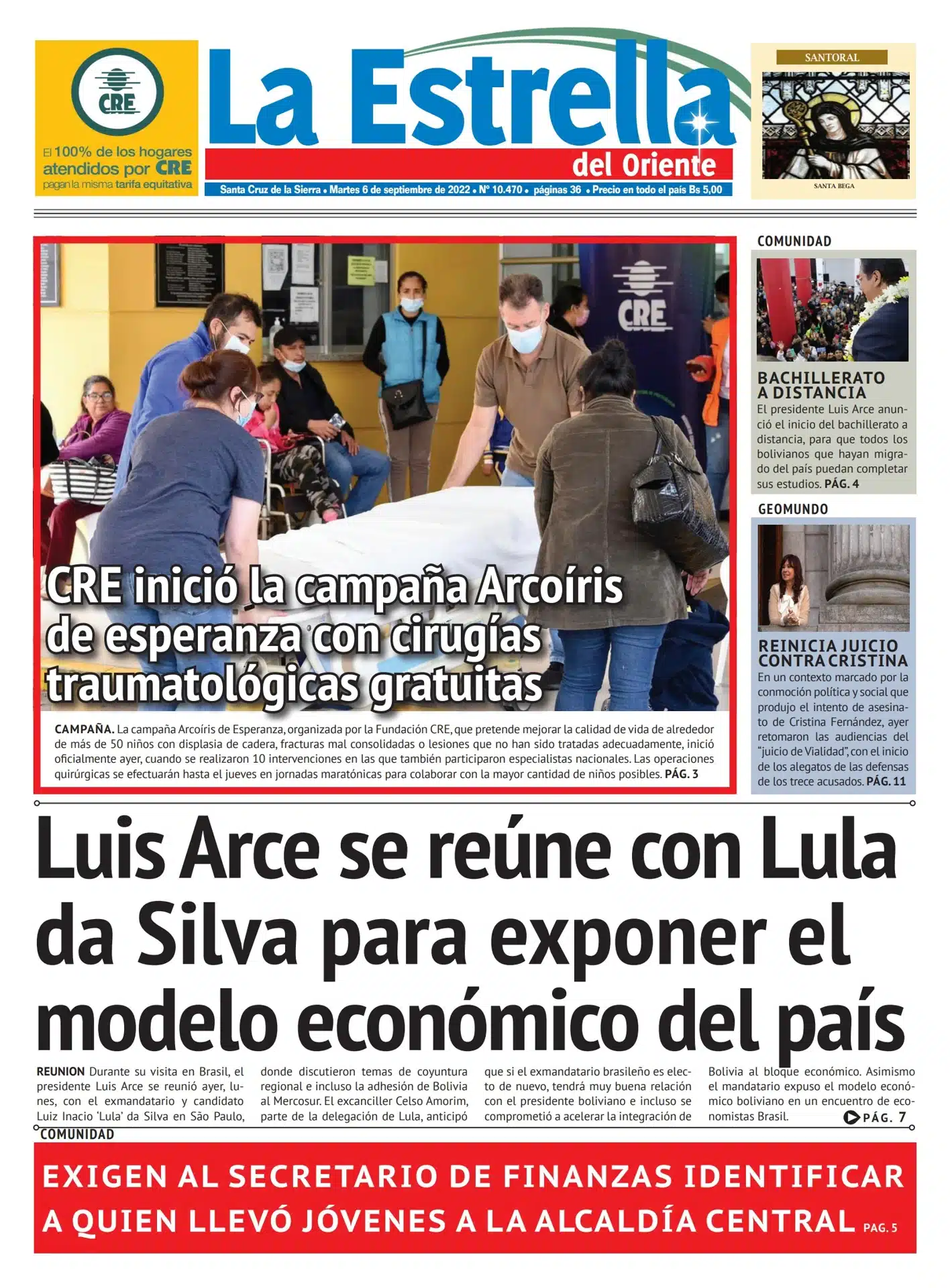Peri&oacute;dico con noticia sobre actividades de Lula en la regi&oacute;n
