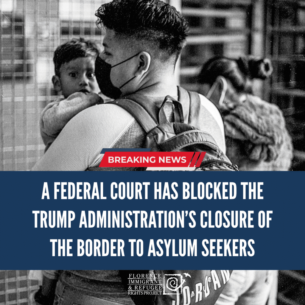 Adulto y ni&ntilde;o con mascarillas en contexto de inmigraci&oacute;n