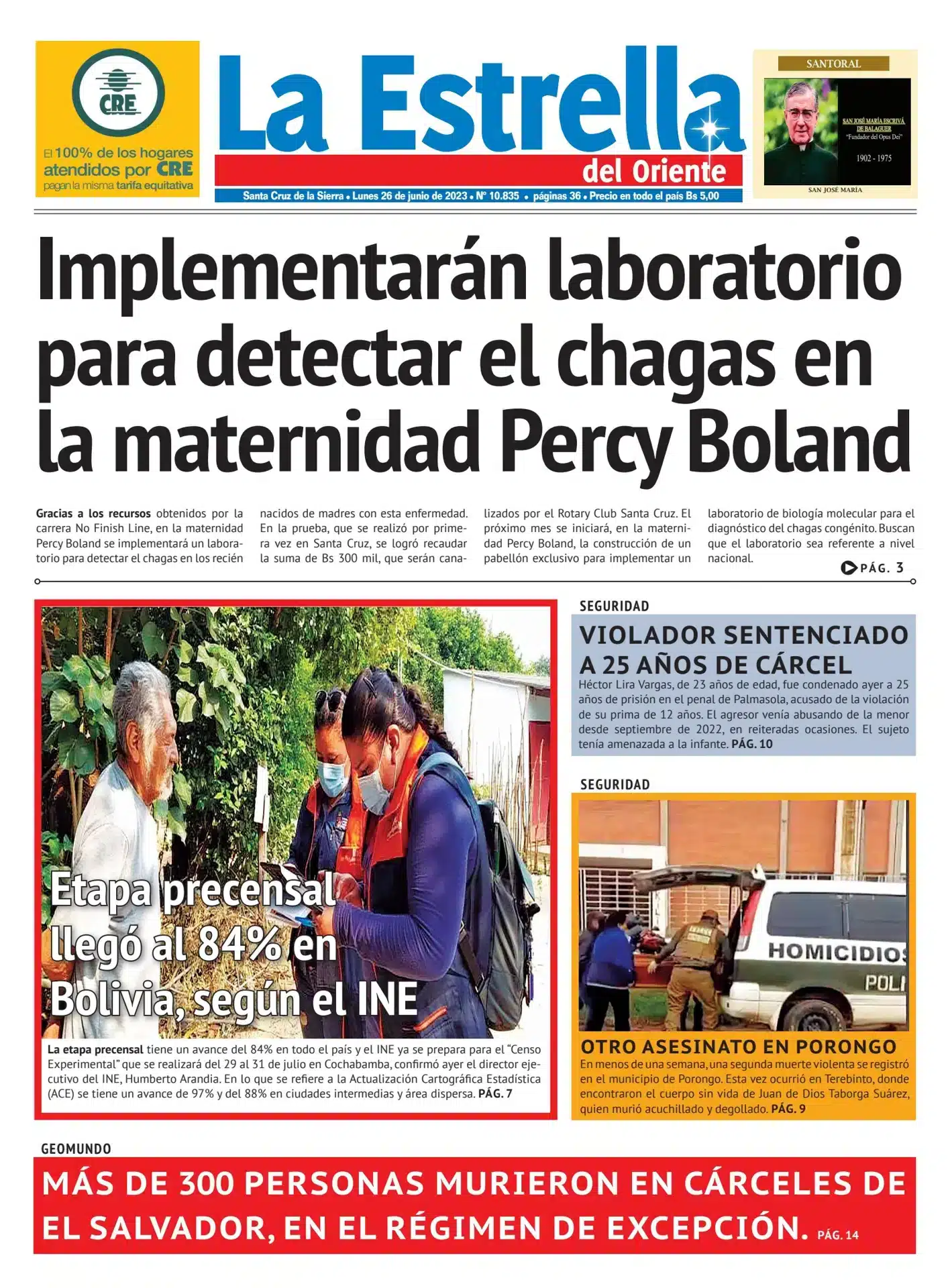 Portada de peri&oacute;dico con noticias sobre salud p&uacute;blica