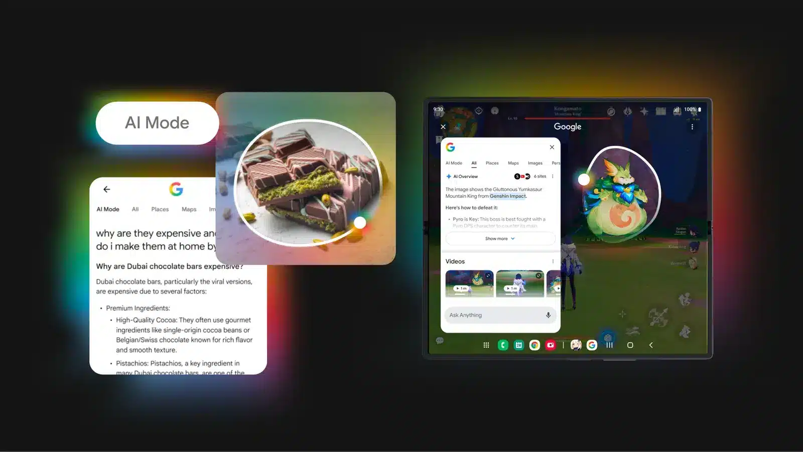 Interfaz de Google AI Mode mostrando funcionalidades de b&uacute;squeda
