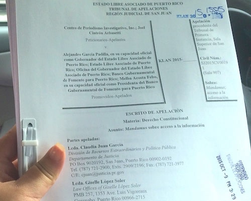 Documento de apelaci&oacute;n judicial