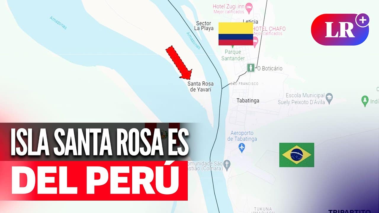 Mapa que ubica la isla Santa Rosa de Yavar&iacute; con banderas de pa&iacute;ses involucrados