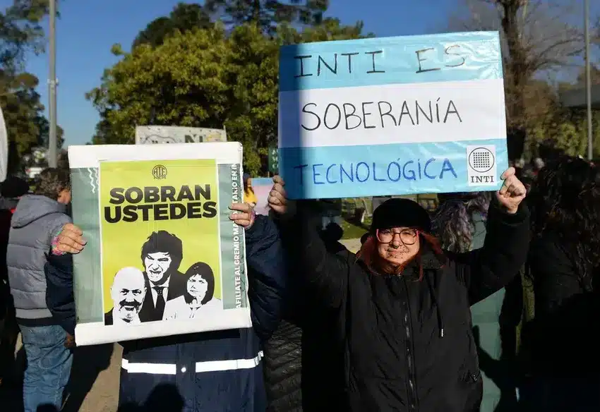 Manifestación de trabajadores del INTI